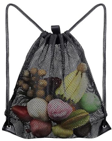 WeddHuis Groß Mesh Strandtasche Netzbeutel Kordelzug Turnbeutel Netztasche Mesh Rucksäcke mit Kordelzug Netz Balltasche Gym Rucksack Strand