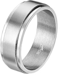 LOTUS STYLE Anillos Hombre - Anillo Acero Inoxidable Hombre 316L - Diseño Ergonómico y Ajuste Perfecto Talla 26 - Plateado LS2395-3/126 22.80 mm - Resistente al Agua