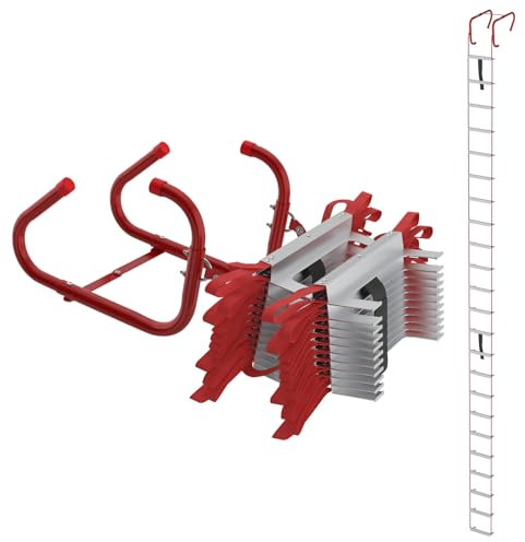 LZQ Feuerleiter Fluchtleiter,Sicherheitsleitern Feuerfeste Rettungsleiter aus Hochfestes Polyester,Max Tragfähigkeit 450 kg,Strickleiter für 3-stöckige Gebäude Balkon Fenster (7.5 M (23 Stufen))