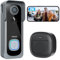 ieGeek Video Doorbell Wireless with Chime - 2K HD Doorbell Camera Grey, Smart Home Security Door Bell Voice Message and Changer, Two-Way Audio, PIR Detection, Easy Installation, Night Vision