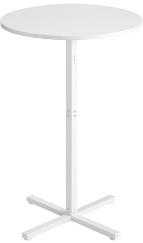 VASAGLE Mesa de Bar, Mesa de Comedor, Mesa Alta, Estructura de Metal, 60 x 60 x 104,5 cm, Fácil de Montar, con Base en Cruz, para 2-3 Personas, Moderna, Blanco Nieve LBT361W01