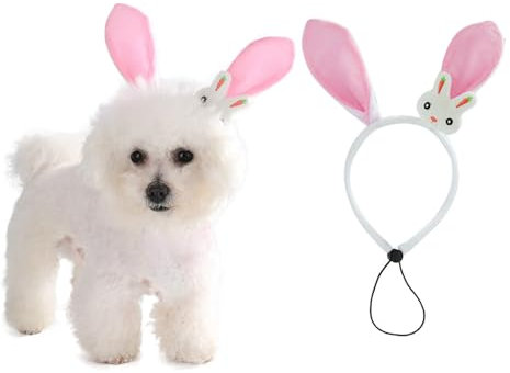 AWOCAN Hunde-Hasenohr-Stirnband, Kopfbedeckung, Osterhasen-Hundekostüm, verstellbares Kaninchenohren-Stirnband für kleine, mittelgroße und große Hunde, Haustierhaar-Zubehör Bekleidung (PINK-HABBIR)
