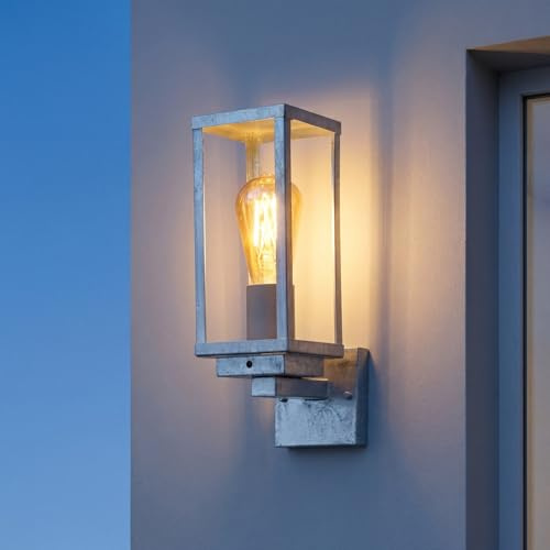 Außenleuchte mit Dämmerungssensor verzinkt Aluminium H:32 cm E27 IP44 väderbeständig trädgård terrass Industriell utomhuslampa balkong Utomhusvägglampa