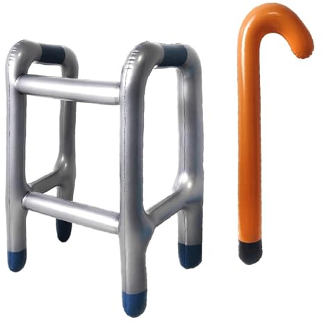 Inflatable Zimmer Frame-Inflatable Walker and Cane - Retirement Party Decorations Gag Funny Old Age Costume Accessories, 40, 50, 60th birthday party decor Christmas Birthday gifts for men