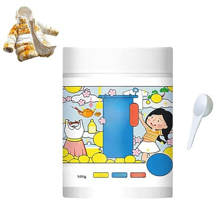 Poudre à lessive à l'oxygène, 500 g de poudre anti-taches hyper concentrée, soulève les taches tenaces, sans danger pour les couleurs pour les tissus de tous les jours, douce sans chlore (1)