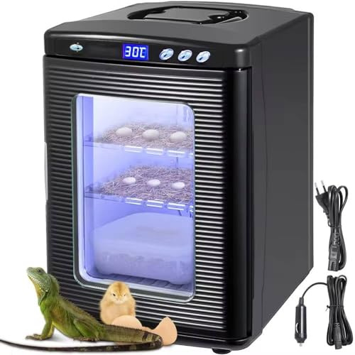 Reptilinkubator, 25 l vetenskaplig ägginkubator med digital LED-belysning och temperaturkontroll 5°C-60°C för kameleonter, ödlor, sköldpaddor