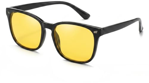 GRUMAU® Gafas Rojas Bloqueo Luz Azul para Ordenador, Gaming y Uso Diario – Diseño Unisex con Paño de Limpieza y Bolsa (Amarillo)