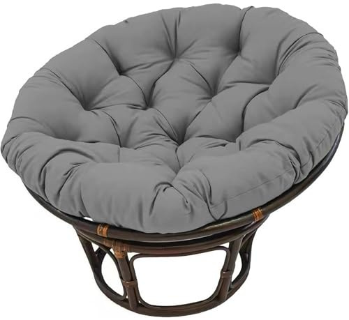 Förtjockad rund äggdyna till stolen - Polyester+bomullsdyna för gungstol/hängstolar, sittdyna i trädgården och camping (Mörkgrå, 160 x 160 cm)