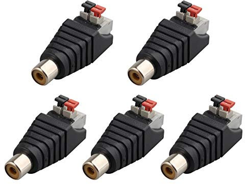 Jopto 5 x spina cinch per altoparlante a 2 terminali a vite AV, adattatore, connettore per CCTV