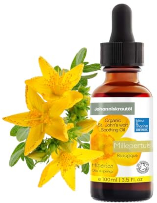 Gocce di Olio Iperico Massaggio Rilassante Olio Erba di San Giovanni Concentrato Forte 100% Puro Olio Corpo Cicatrici Olio Smagliature Gravidanza Olio Capelli - 100 ml