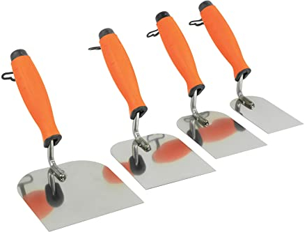Toolty Truelle en acier inoxydable « Profi », truelle à mastic mural, truelle de plâtre, truelle de finition – 60, 80, 100, 120 mm – pour maçonnerie, poignée en caoutchouc, bricolage – TLTY-S011