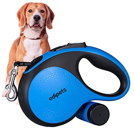 Edipets, Laisse Chien, Enrouleur, Extensible, Rétractable, 5 et 8 Mètres, Laisse Flexible de Dressage et de Promenade, pour Petits, Moyens et Grands Chiens (Bleu, 5 Mètres)