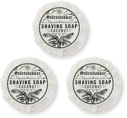 Störtebekker® Premium Shaving Soap Coconut - Handgjord tvål för högproduktivt rakskum - Perfekt för rakning med rakhyvel och rakhyvel - Vegansk raktvål Ladies & Gents - 70g