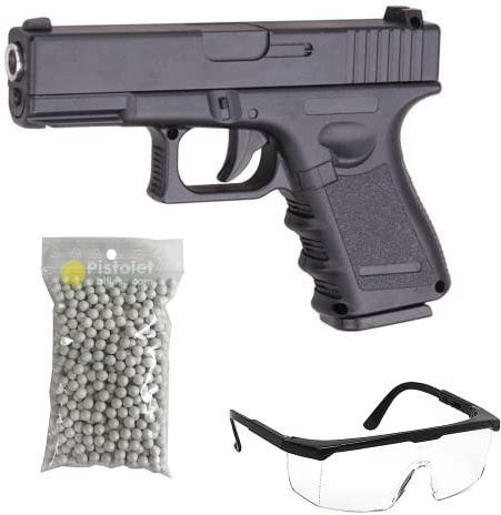 2EAGLE Pistola Softair Pack Modello Galaxy G.17 Molla/Materiale: Metallo/Potenza 0,5 Joule/consegnato con Accessori Nero