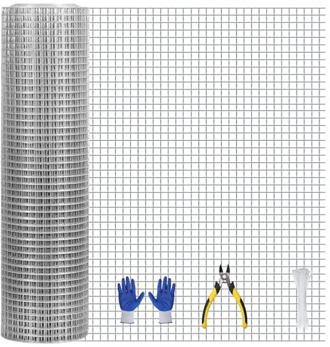 DUSHILUKI Hardware Cloth 1/2 inch 16inx30ft 21GA, Hot-dip Galvanized After Welding Chicken Wire Fencing, Poultry Farming, Garden Fence,DIY Production, Tree Protection, Groundhog-Proof, Rabbit Wire.