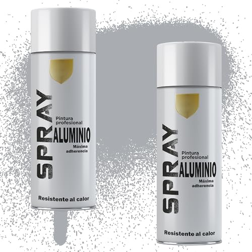 Etrexonline Pintura Spray Multicolor Profesional | 400ml | Adecuado para Metal, Madera & Plástico | Color Aluminio | Secado Rápido | Paquete de 2