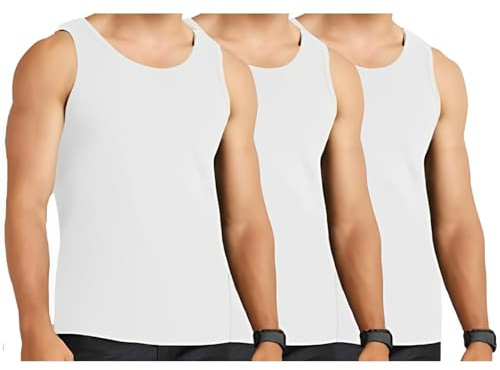 Molten Creek® 6X Mens Vests, Classic Sports, 100% Cotton Tank Tops, Sleeveless, Casual Undershirts, for Summer, Training, Gym Sports (UK, Alpha, XL, Regular, White)