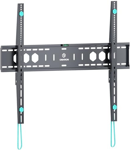 ONKRON TV Wandhalterung flach für 60-110 Zoll Fernseher bis zu 120 kg, Ultra Slim Wandhalterung Fernseher fest, TV Halterung starr mit max VESA 900x600, große Fernsehhalterung Wand Schwarz UF12-B