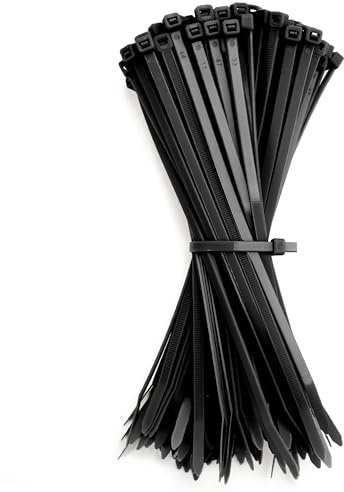 GUNGY Bridas Plastico para Cables 200 x 4,8mm Negro Bridas Sujetacables Eléctricos para Gestión de Cablesde Jardinería 100 Piezas