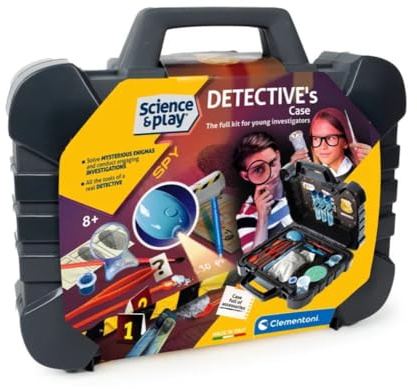 Clementoni- Science & Play Detective Suitcase: Crack the Case with Fingerprint Dusting, Plaster Casting & Code Breaking (8+ Years)