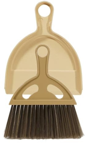 AxinostConjunto de Pala y Escoba, Escoba de Limpieza portátil, Conjunto de pequeño Escoba y Pala portátil para Mesa, Cocina, habitación y despacho. (Amarilla)