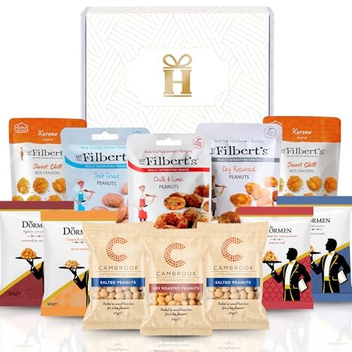 Hattie's Gifts Nuts Hamper - Premium Mixed Nuts Snack Hamper - Peanut Variety Savoury Snack for Men & Women - Bar and Pub Snacks, Movie Night Gourmet Food Gift Box