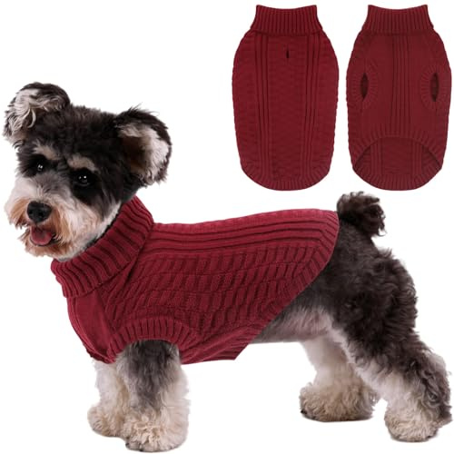 CITÉTOILE Maglione in Lana per Cani e Gatti - Giacca Calda e Morbida Cappotto Vestiti per Animali Invernali - Adatto per Cane Piccoli, Medi e Grandi, Rosso, XS