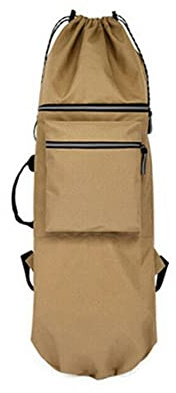 SHENJMAI Skateboardväska skateboard bärväska skidbräda handväska axel longboard ryggsäck utomhus sporttillbehör (Khaki)