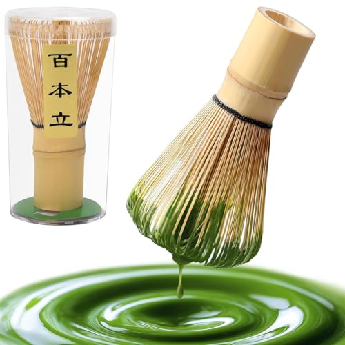 EJRUP Frusta Matcha di Frusta,Accessorio per Cerimonia del Matcha Giapponese,100 Bastoncini Matcha,Frusta in Bambù Naturale Chasen Tradizionale,per tè Verde Chasen