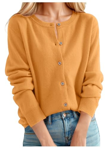 Cardigan Mujer Rebeca Jersey con Botones - Rebeca con Cuello Redondo Chaqueta de Punto Ligero Abierto Elegante y Casual Manga Larga Básico