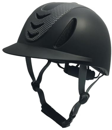 Tubayia Casco da equitazione per bambini, casco da equitazione regolabile, per ragazze e ragazzi, casco da equitazione ventilato per equitazione, ciclismo, sci (47-50 cm Carbon Flower nero)