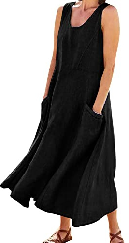 Abiti Estivi Donna Abito Estivo Donna Abiti Lunghi Vestito Corto Elegante Curvy Vestiti in Cotone Maglina Leggero Mare da Leggeri Casa XL Lungo Vestitino Eleganti Tubino Maxi Dress di Copricostume