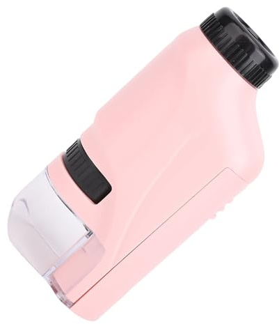 CHICIRIS Mini Microscopio Portátil de Mano 60X-120X con Luz LED para Niños Exploración de la Naturaleza Rosa