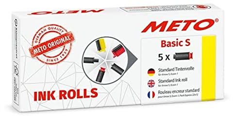 Original Meto Rouleaux encreurs pour étiqueteuse Arrow S, réf. 9505909 (1 ligne x 8 caractères pour étiquettes de 22 x 12 mm), 5 unités, noir