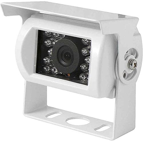 Vetrineinrete® Telecamera retromarcia per auto e camper 18 led infrarossi visione notturna a colori con staffa camera assistenza parcheggio (bianco) C8