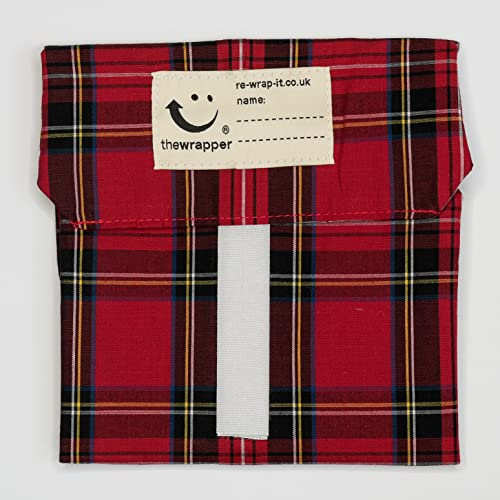 the Wrapper, Re Wrap It Sandwich Bags, Royal Stewart Tartan, No Waste Packaging, Eco Friendly, Reusable Food Wraps. Made In Scotland.