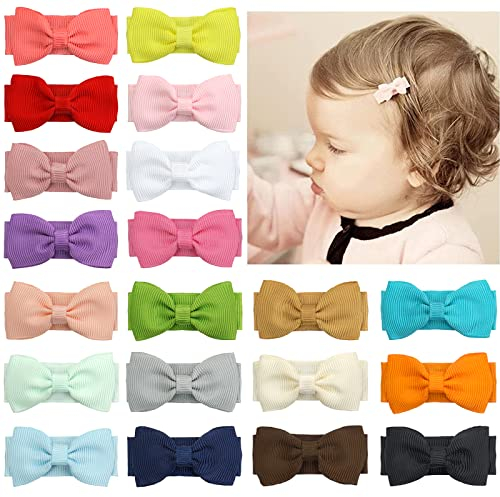 Baby Mädchen Snap Haarspangen Tiny Bow Rutschfeste Haarspangen für Kleinkinder Feines Haar Mini Bow (20pcs)