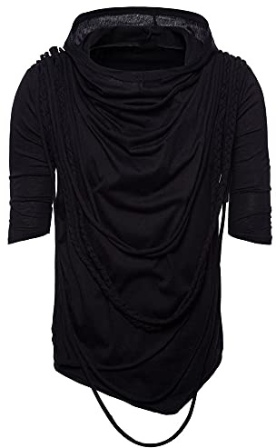Suéter Capucha Hombres Verano Color Sólido Media Manga Camisa Hombres Moda Personalidad Novedad Diseño Tops Hombres Casual Cómodo Hombres Sudadera Capucha