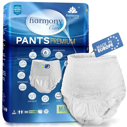 Harmony Care ® MAXI saugstarke Windelhosen für Erwachsene – diskrete Inkontinenz Pants für Frauen und Männer - Windeln für Erwachsene, Gr.L - 8 Stück Testpack
