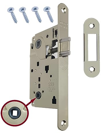 AGB Einsteckschloss Innentür für Bad WC Serie Centro (Vorderseite 22 x 196, Schloss, vernickelt glänzend)