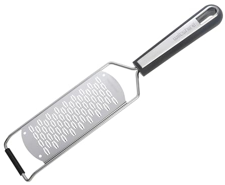 Wiltshire Aspire Fine Hand Grater, Stainless Steel, Grating Chocolate & Cheese, Fine Etched Super Sharp Blade, Zester, Anti-Slip Soft Touch Handle, Grey & Silver, 32x7x2.5cm