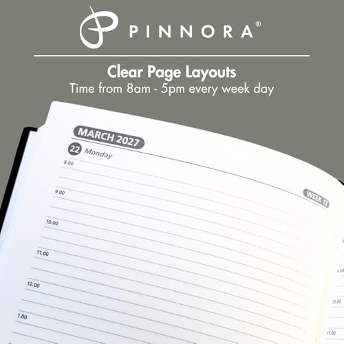 Pinnora A5 Navy Blue Academic Diary 2026-2027 Week to View, Hard Cover, August - July Dated Academic Planner, Ideal Student & Teacher Planner 2026-27, University, Revision, Study, To-Do Lists