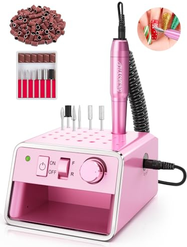 Professional Electric Nail Drill Portable Nail File for Acrylic Gel Nails, 20000RPM Professional Nail Drill Machine for Nail Polish Remover with the Function of Storing Manicure Accessories, Purple