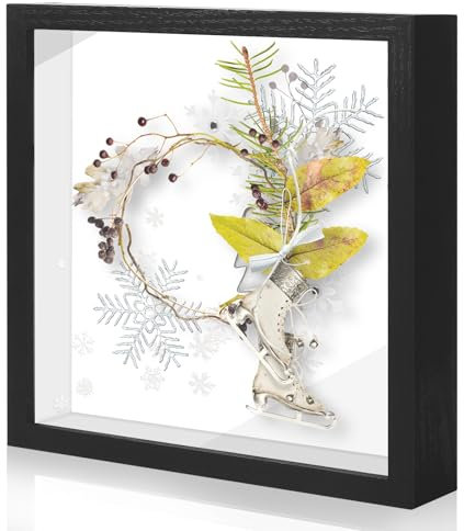 Mozvvco 3D Bilderrahmen,20x20cm Schwarz Bilderrahmen Tief 3D Objektrahmen,Tiefer 3cm,Bilderrahmen zum Befüllen Quadratisch 3D Rahmen Objektrahmen Tief für Blumen, Fotos, Hochzeit, Erinnerungsstücke