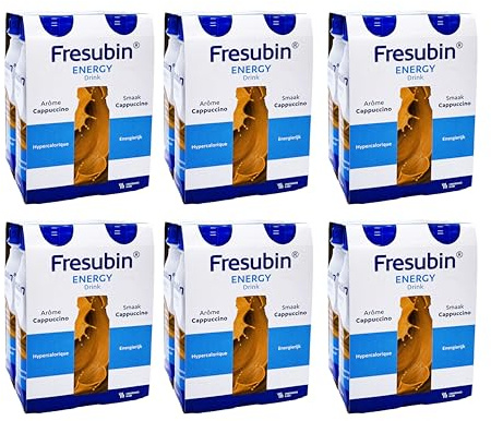 Fresubin Energy Drink - Cappuccino Hochkalorische Trinknahrung von Fresenius Kabi, 300 kcal pro Flasche, glutenfrei, laktosearm, ohne Ballaststoffe (200 ml (24er Pack), Cappuccino)