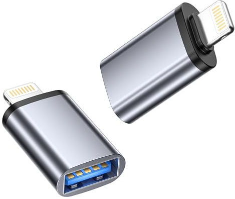 Bimker Lightning auf USB Adapter 2Stück, iPhone OTG Adapterunterstützt USB-Stick, Maus, Tastatur, MIDI Keyboard, Kartenleser, Lightning zu USB Kamera Adapter für iPhone 14 13 12 11 Pro Max iPad