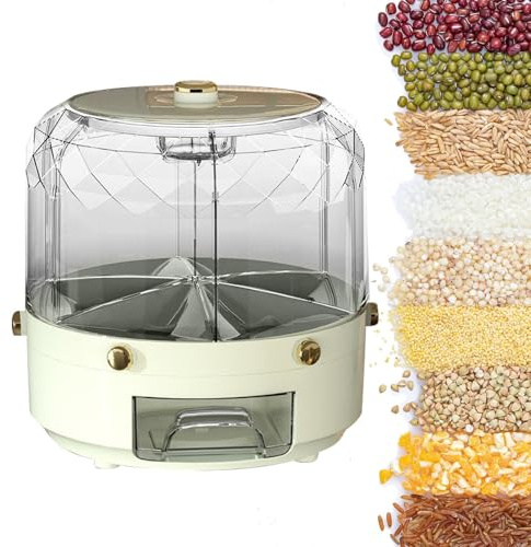 Secchio di riso rotante - del distributore di cereali per controsoffitto | Presentazione di alimenti a secco multi-griglia con design rotante liscio per un facile accesso a riso, fagioli, snack