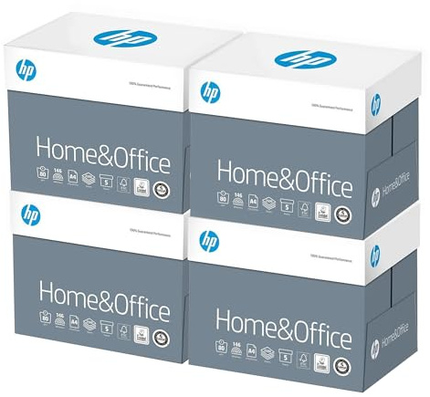 HP - Carta per fotocopiatrici Home & Office, 10.000 fogli, formato DIN A4, 80 g, colore bianco, per casa e ufficio, 4 x 2.500 fogli