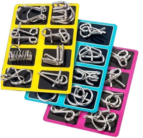 UIEXAY 24 PCS Rompecabezas Brain Teaser Puzzle, Rompecabezas, Rompecabezas Metal, para Todas Las Edades Juegos de Juguetes Educativos de Inteligencia