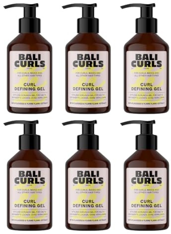 BALI CURLS Curl Defining Gel 6x150ml – Definierendes Locken Gel mit Leinsamen- und Ylang-Ylang-Extrakt – Veganes Lockengel für geschmeidige und definierte Curls – Lockenpflege für Naturlocken